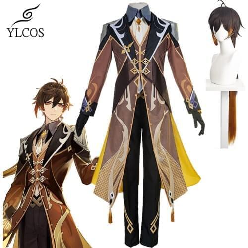 Game Genshin Impact ZHONGLI Costume Cosplay Halloween Party Full Set For Men Unisex Suit Custom Made