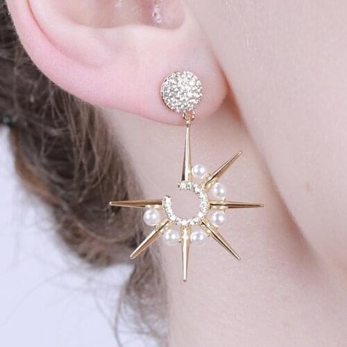 KIVN Fashion Jewelry Geometric Star Simulated Pearl Dangle Drop Earrings for Women Girls Birthday Christmas Gifts