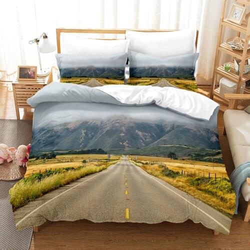 Beauty Tree Road Bedding Set Single Twin Full Queen King Size Tree Road Sky Bed Set Childrens Kid Bedroom Duvetcover Sets 013