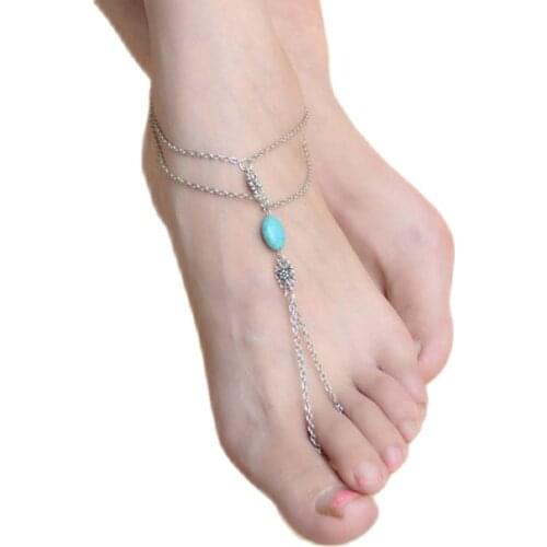 Lot 2Pcs Summer Jewelry Sexy Hollow Flower Resin Ankle Toe Slave Foot Jewelry Chain Sandal Beach Anklets For Gift