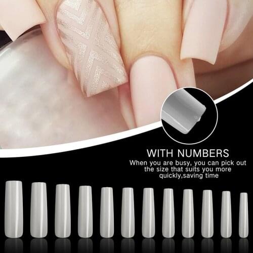 240pcs XXL Long Square False Nail Tips Full Cover Gel Press On False Nails Manicure Salon Supply Artificial Acrylic Fake Nails