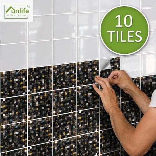 15X15 / 20X20Cm Mosaic Tile Stickers Self Adhesive Pvc Wallpaper Waterproof Wall Stickers for Bathroom Kitchen Camper Home Decor