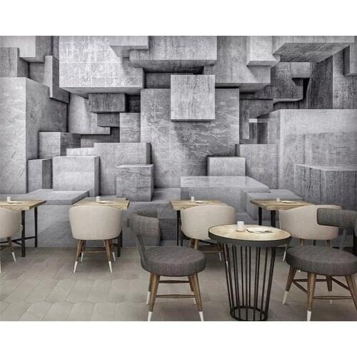 Custom wallpaper mural geometric cement wall stereo mural retro cement gray mural TV background bedroom living room 3d wallpaper