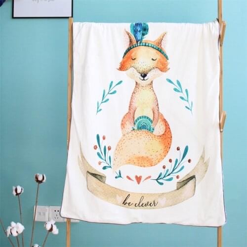 Brand new painted animals soft minky thermal baby blanket 2 layers sherpa newborn swaddle toddler cashmere quilt kids cover