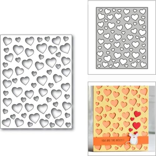 New Hearts Rectangle Background Stencil 2020 Metal Cutting Dies for DIY Scrapbooking and Card Making Embossing Craft No Stamps