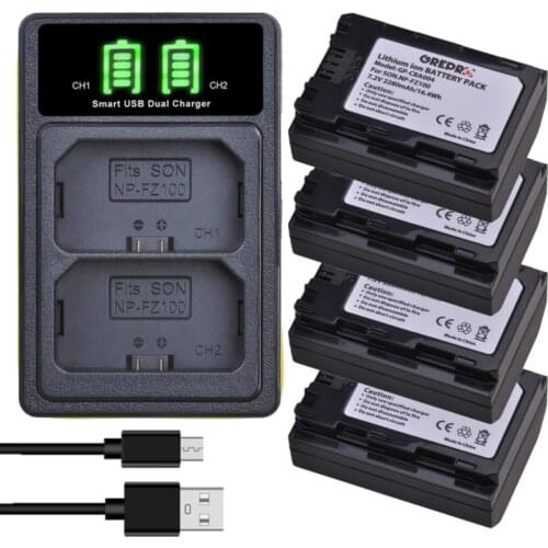 NP FZ100 NPFZ100 NP-FZ100 Battery with Build-in USB Charger Set for Sony A6500, A7III, A7R III, A7R IV, A9, Alpha 9S, ILCE-7RM3