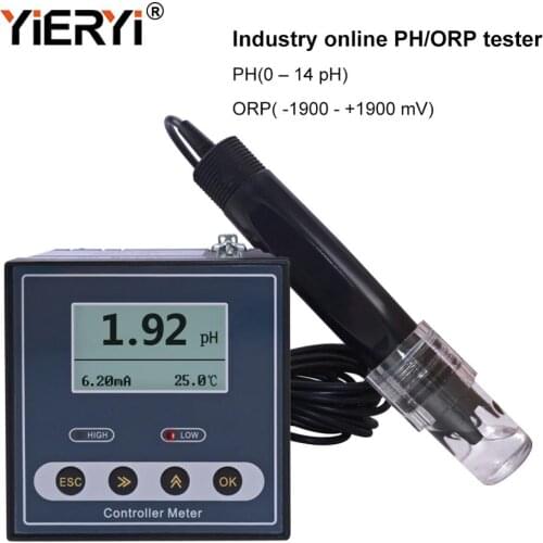 Yieryi Original Online Industrial PH Controller ORP Meter Monitor Digital 0.02pH 1mV Upper Lower Limit Control Alarm pH Tester