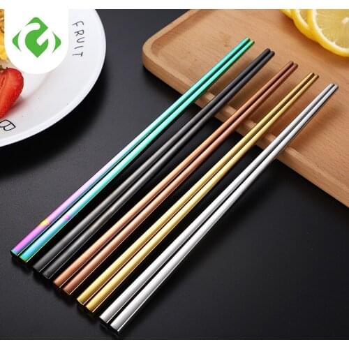 1 Pair Stainless Steel Chopsticks Metal Chop Sticks Tableware Silver Gold Multicolor Wedding Party Festival Supplies GUANYAO