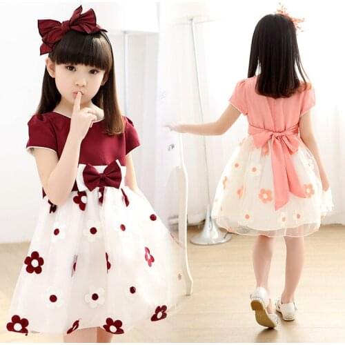 Floral Dress For Girls 2021 Summer Mesh Girls Dress Bow Kids Clothes Childrens Dress Spring Teen Girls Clothing 4 6 8 10 Years