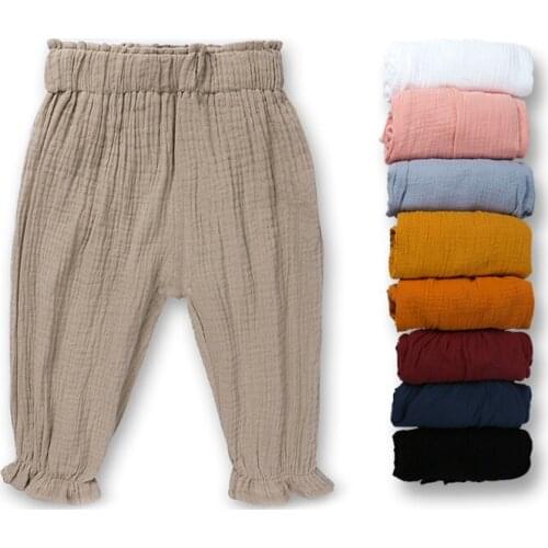 Pleated children pants 2020 summer girls pants for boys children ankle length trousers wide trousers baby boy girl clothes SK114