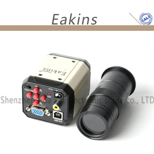 Free Shipping 3 In1 HD Industry Microscope Camera 2.0MP VGA USB CVBS AV TV Outputs+100X C-Mount Lens+power Line+software
