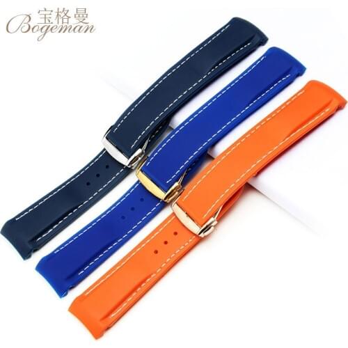 Rubber Strap Waterproof Diving Curved End Watch Band Strap for Omga for Ocean Seama 232 007 Speedmaster Free Tools20/22