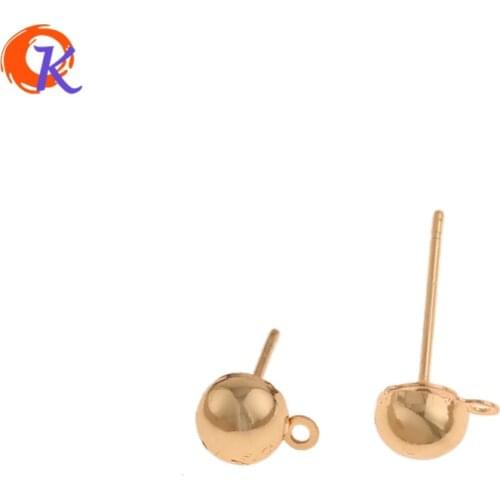 Cordial Design 100Pcs 6*8MM Jewelry Accessories/Earrings Stud/Genuine Gold Plating/Hemisphere Shape/Hand Made/Earring Findings