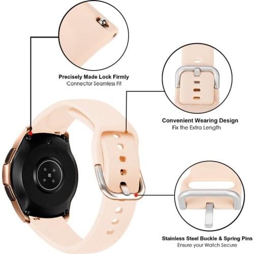 Silicone Watch Band 20MM Pure Color Waterproof Sport Watch Strap For Smart Watch Replacement Bracelet Wrist With Plastic Buckle