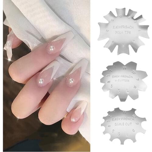 Easy French Smile Cut V Line Manicure Trimmer Edge Shape Tips Nail Cutter Stainless Steel Shape Template Acrylic Pink White Nail