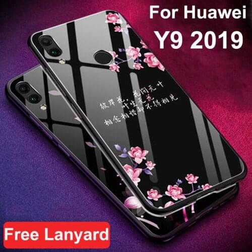 6.5" Tempered Glass hard Case For Huawei Y9 2019 Case Soft Silicone Frame Cover For Huawei Y9 2019 Case Y9 2019 phone shell