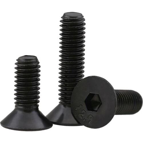 Black Flat Head Countersunk Hex Hexagon Socket Cap Screws DIN7991 Alloy Steel Grade 12.9 Allen Bolts M3 M4 M5 M6 M8 M10