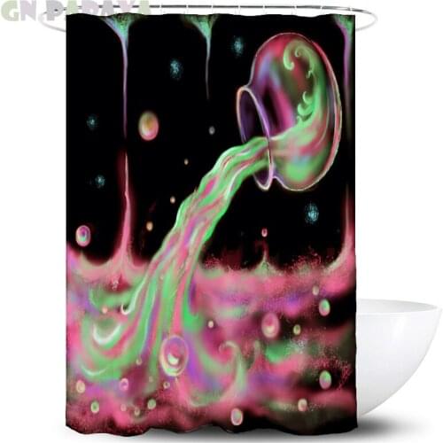 Magic bottle Psychedelic Bath Curtains Waterproof Polyester Fabric pink seabed Shower Curtains Screen with Hooks Accessories