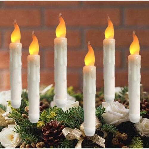 Yeahmart Flameless LED Taper Candles Lights Battery Operated Candlesticks Flickering Flame 16.6CM Dripless Dripping Wax Candles