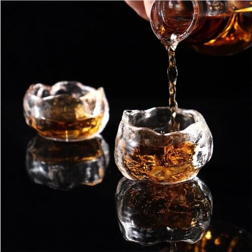 Japanese Pure Hand Thickened Hammer Grain Glass Tea cup Early Snow Ingenuity Glazed God cup Frozen Master Tea cup Tea set