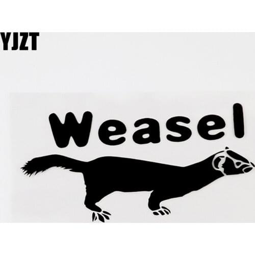 YJZT 15.5CMX7.5CM Funny Animal Weasel Vinyl Car Sticker Decal Pattern Black/Silver 8C-0182