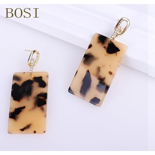 Za Acrylic Square acetic acid Earrings For Women 2019 Bohemian luxury Dangle Earings Geometric Fashion Resin Statement jewellery