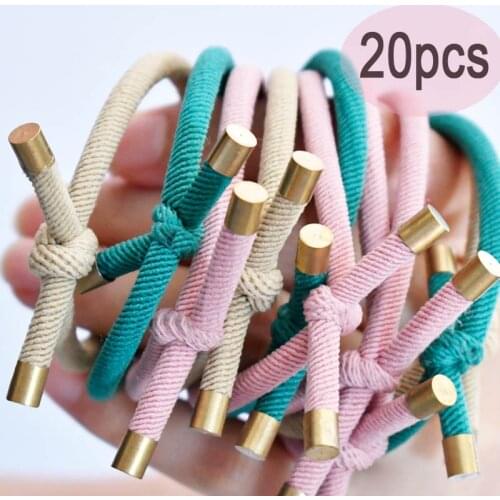 20pc/pack Women Elastic Hair Rubber Bands Stylish Girls Hair Bands Hair Scrunchies Gold Plated Hair Accessories Hair Tie