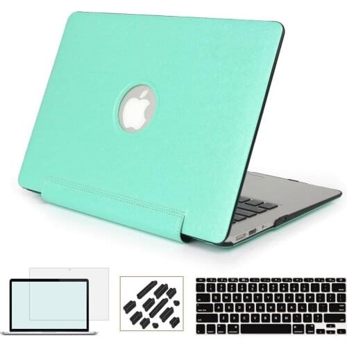 PU Leather Coated Hard Shell Case for Macbook Pro 13 15 Mac book Air 11 12 13 Laptop Sleeve with Screen Protector Keyboard cover