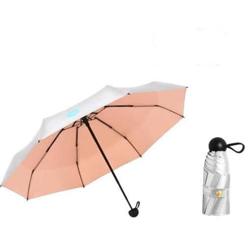 Silver Coating Mini Pocket Umbrella Rain Women UV Protection Five-folding Umbrella Windproof Parasol Small Portable Umbrella
