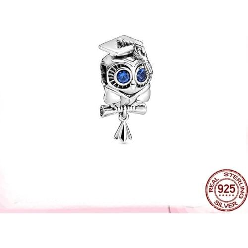 100% Real 925 Sterling Silver Owl beads Fit Original 3mm Bracelet&Bangle Making Fashion DIY Jewelry For Women
