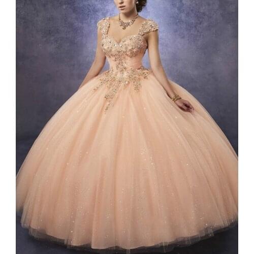 2020 sparkling cape Quinceanera Clothes Ballgown Treasure Neck Line Furnished tenants With lace and pearls Removable carriers