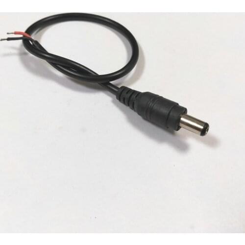 50pcs lot 2.1MM/2.5mm x 5.5mm DC Power Male Plug 18AWG CABLE 28cm