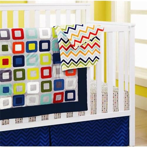 Baby Bed Bumpers Colour Square Stripe 100%Cotton Baby Boys Bedding Set Comfortable Soft Baby Infant Bed Sheet Quilt Bed Blanket