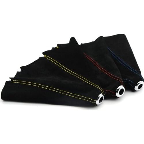 Universal PU Covers Suede Leather Manual Gear Shift Knob Gaiter Automatic Car Styling Shifter Boot Cover Red/Blue/Yellow Line