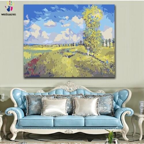 DIY colorings pictures by numbers with colors Poppies at Argenteuil Monet picture drawing painting by numbers framed Home