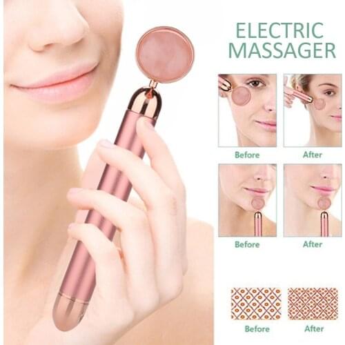 Electric Jade Roller Natural Jade Quartz Roller Facial Massage Roller Stone Face Beauty SPA Electric Jade Massager Skin Lifting