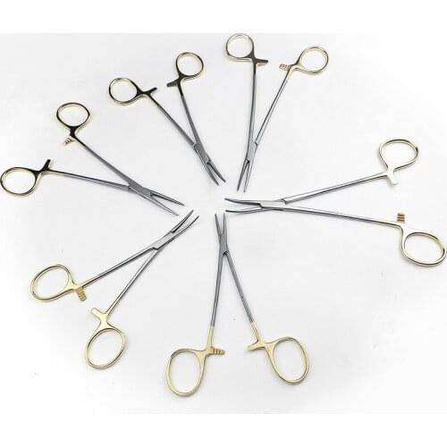 Hemostatic Forceps Surgical Instrument Hemostat Gold Handle Dental Forceps Stainless Steel Medical Tools