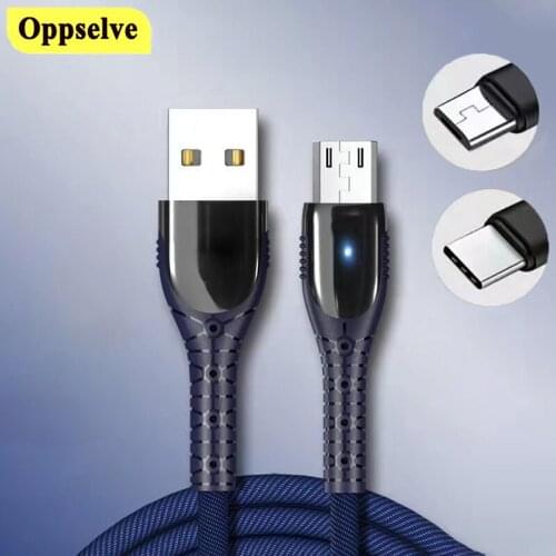 Micro USB Type C Cable Mobile Phone Fast Charging Wire USB C Data Wire LED Connector Microusb For Samsung Huawei Oneplus Xiaomi