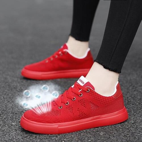 Damyuan Mens Womens Shoes Fashion Casual Sports Shoes Black Breathable Mens Shoes Non-slip Comfortable Womens Sneakers Red
