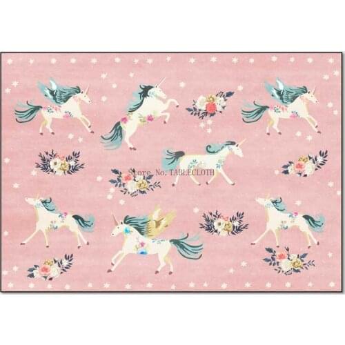Fashion Modern Cute Cartoon Pink Unicorn Girl Room Living Room Bedroom Bedside Carpet Floor Mat Customization
