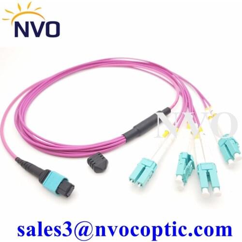 MPO Female-4*Duplex LC/UPC OM4 8F Mini Round Cable,2.0mm Fan-out Jumper,Length 3M LSZH Purple Jacket Cable,Elite Loss,Type B