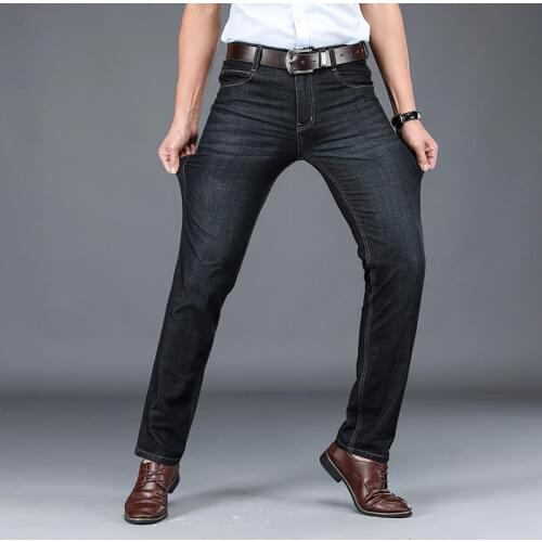 Famous Brand Denim Pant Men Autumn Mens Jeans Business Casual Straight Black Jeans Plus Size 29-42 Denim Trousers Men
