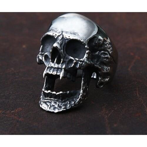 Gothic Big Heavy Metal Zombie Vampire Skull Ring Mens Stainless Steel Biker Ring Skull Fashion Goth Rings For Men