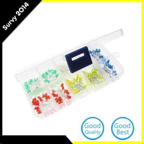 200pcs 3mm LED Light White Yellow Red Green Blue Assorted Kit DIY LEDs Set 3V 20mA High Quality DIY LED Electric electronics