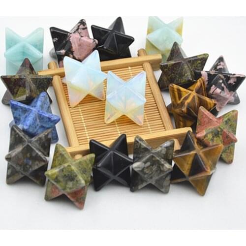 Natural quartz beautiful gemstone carving crystal Merkaba star as pendant for boyfriend gifts