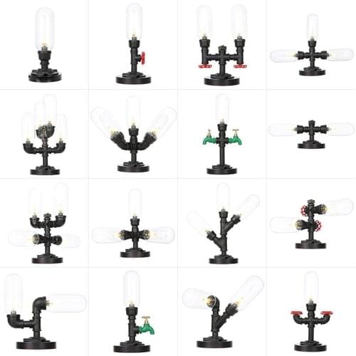 American style nostalgic water tube glass table lamp dining table bedroom bedside coffee lounge bar bar art RETRO lamp