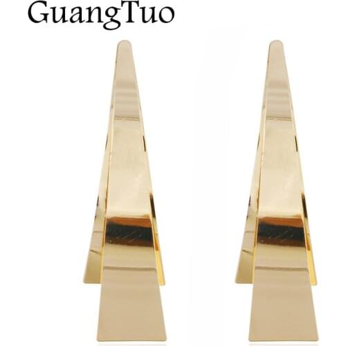 New Fashion Vintage Punk Smooth Double Layer Triangle Drop Earring Long Irregular Spiral Metal Earrings Women Jewelry EK2154