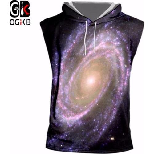 OGKB 3d Nebula Star Printed Hooded Tank Top New Arrival Women/men Hiphop Sleeveless Hooded Tee Shirts Undershirts Pullovers 7xl