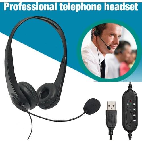 Wired Headset Telephone Operator USB Noise Cancelling Corded Offical Headphone With Micro For PC Laptop Call Center Phones