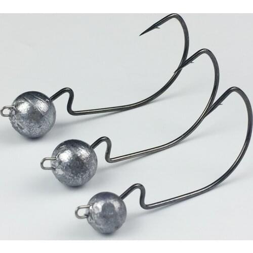 Fishing Mustad Hook Jig Head Sharp Original Color Worm Crank Fishhook 3.8/7.5/10.5g 3 Pieces Lot